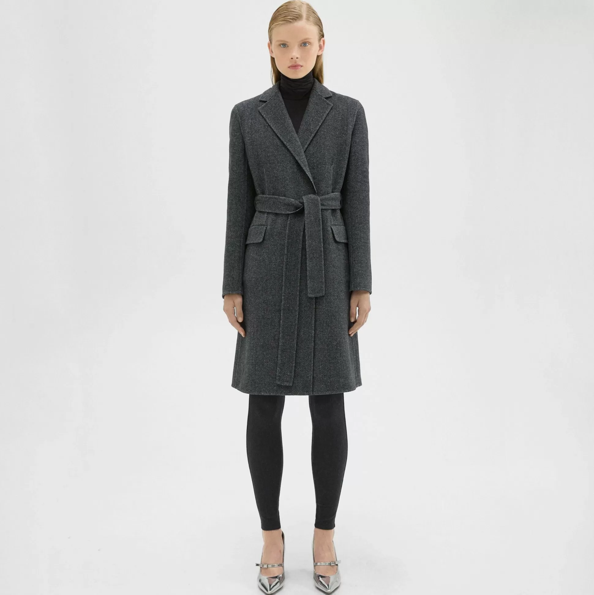 Theory Belted Coat In Double-Face Wool-Cashmere-Women Outerwear