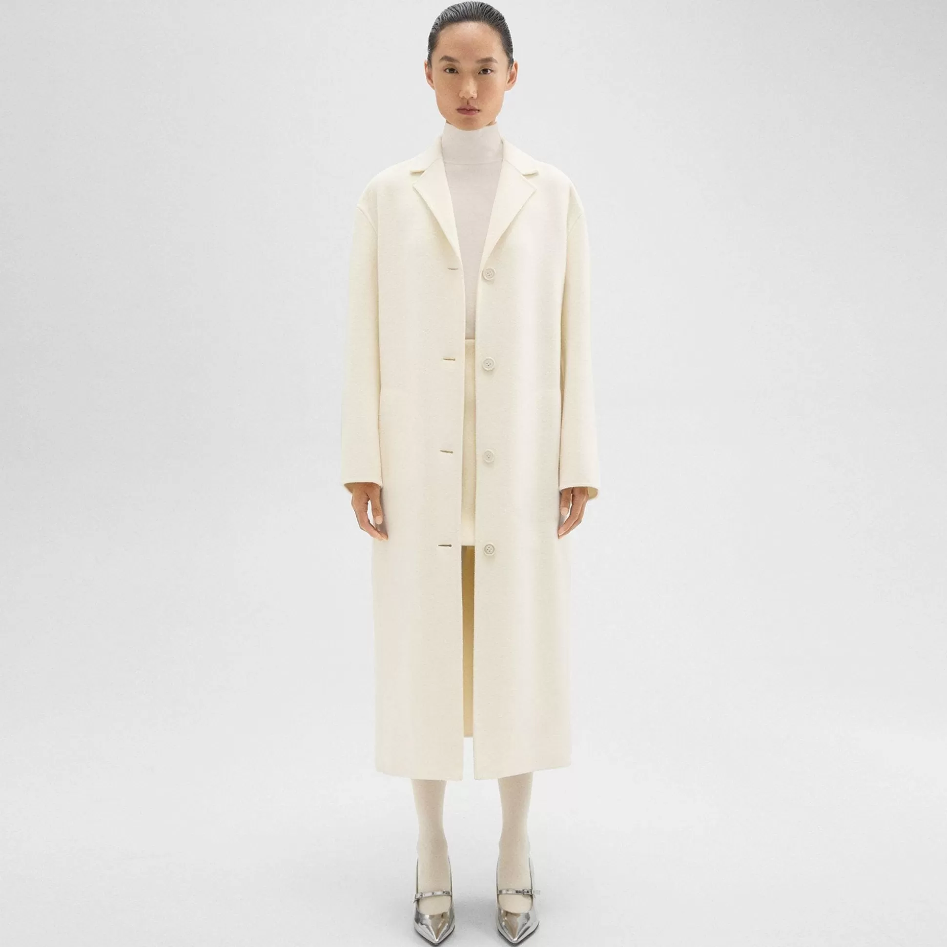 Theory Belted Coat In Double-Face Wool-Cashmere-Women Outerwear