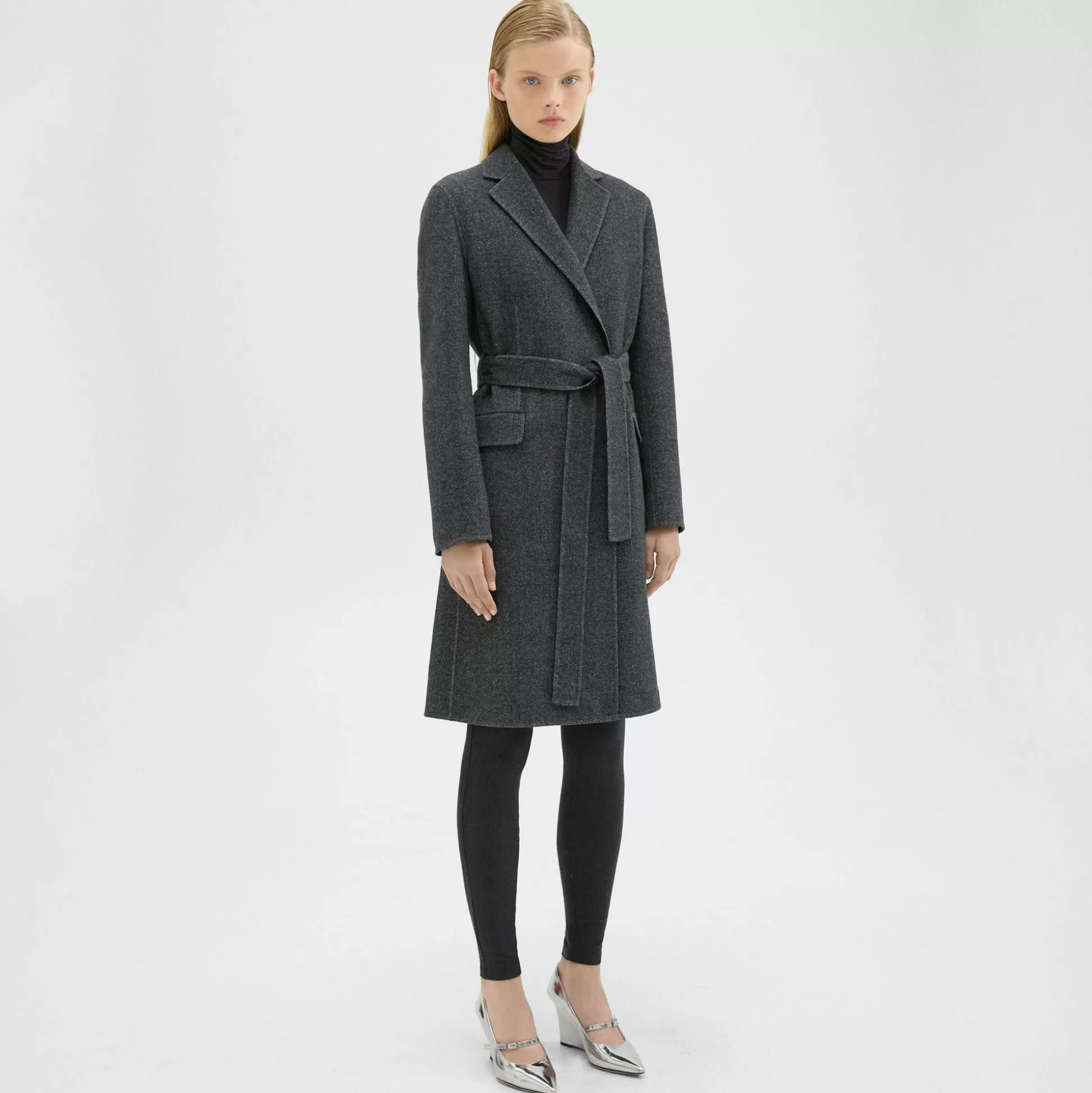 Theory Belted Coat In Double-Face Wool-Cashmere-Women Outerwear