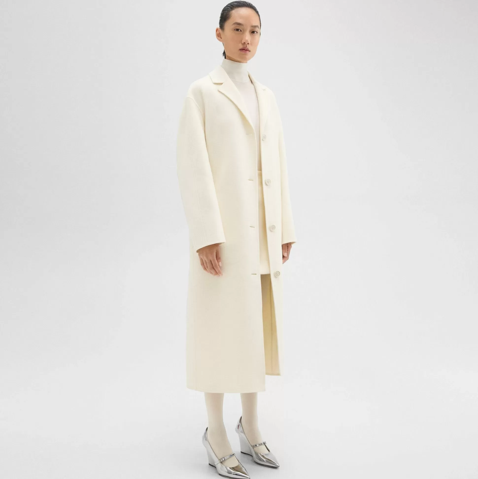 Theory Belted Coat In Double-Face Wool-Cashmere-Women Outerwear