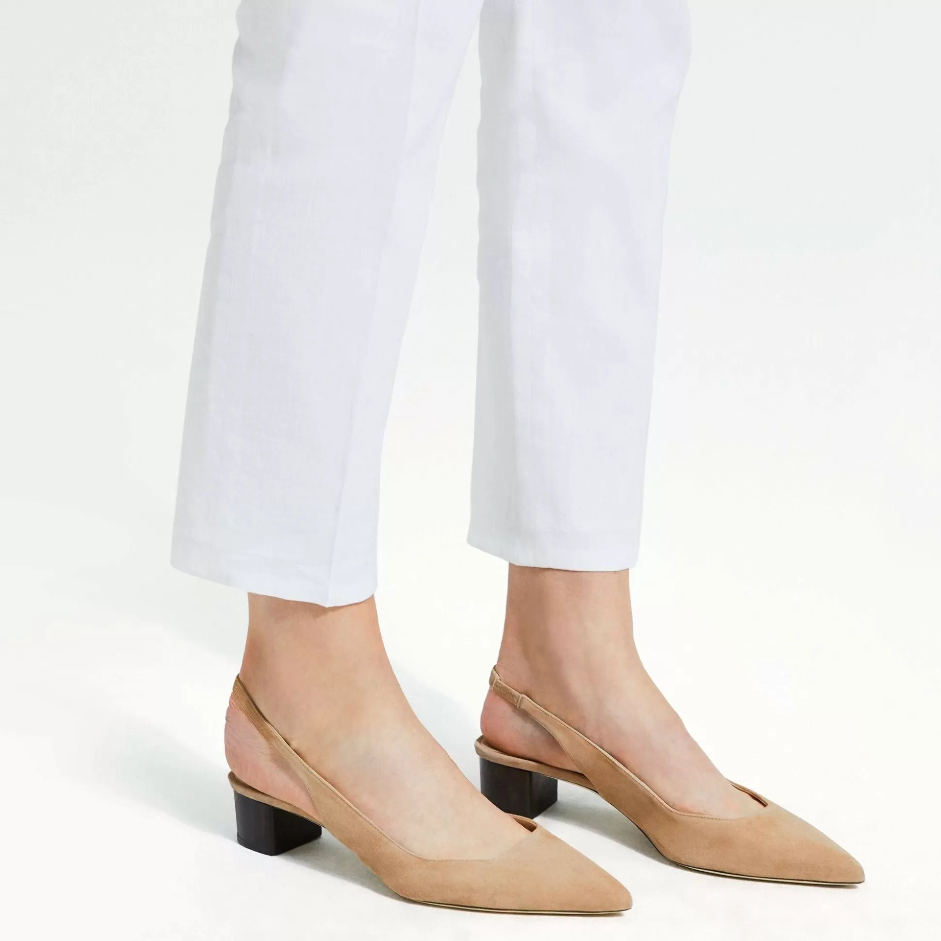 Theory Block Heel Slingback In Suede-Women Shoes