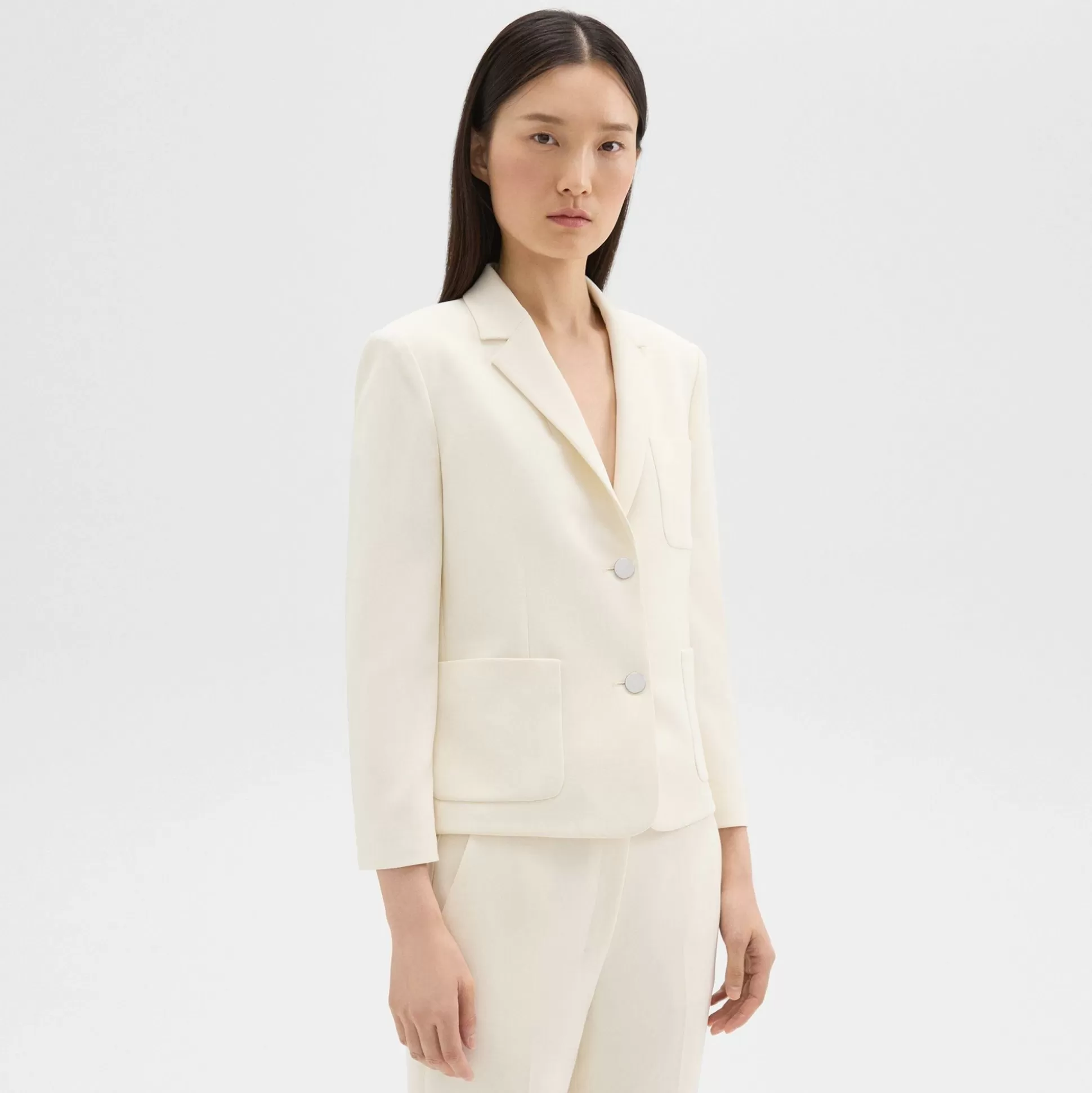 Theory Boxy Patch Pocket Blazer In Admiral Crepe-Women Suits | Blazers + Jackets