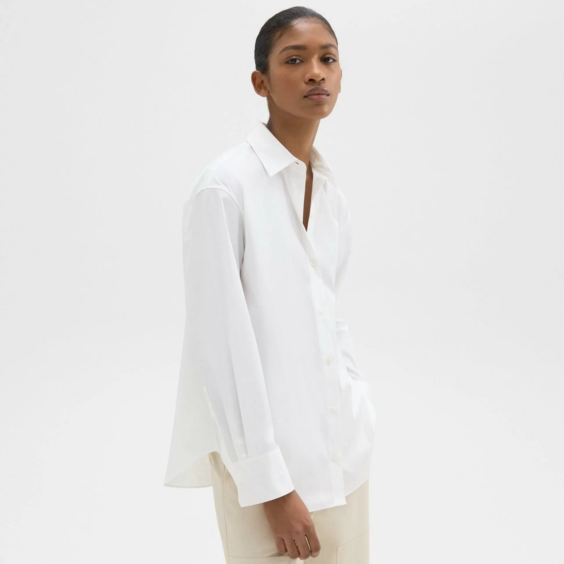 Theory Boyfriend Shirt In Good Cotton-Women Tops