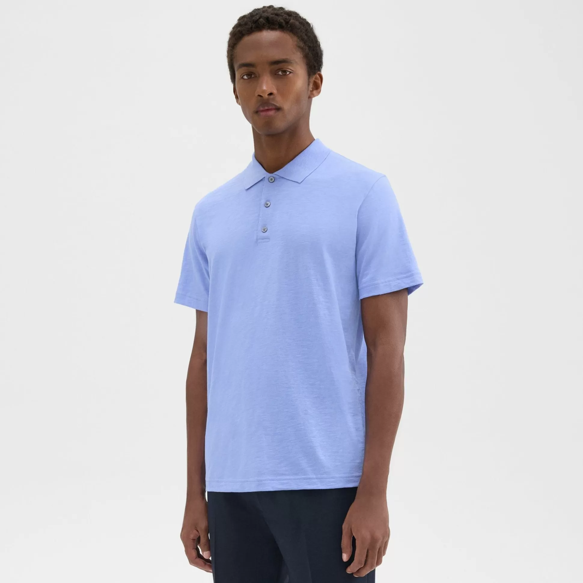 Theory Bron Polo Shirt In Cosmos Slub Cotton-Men T-shirts + Polos