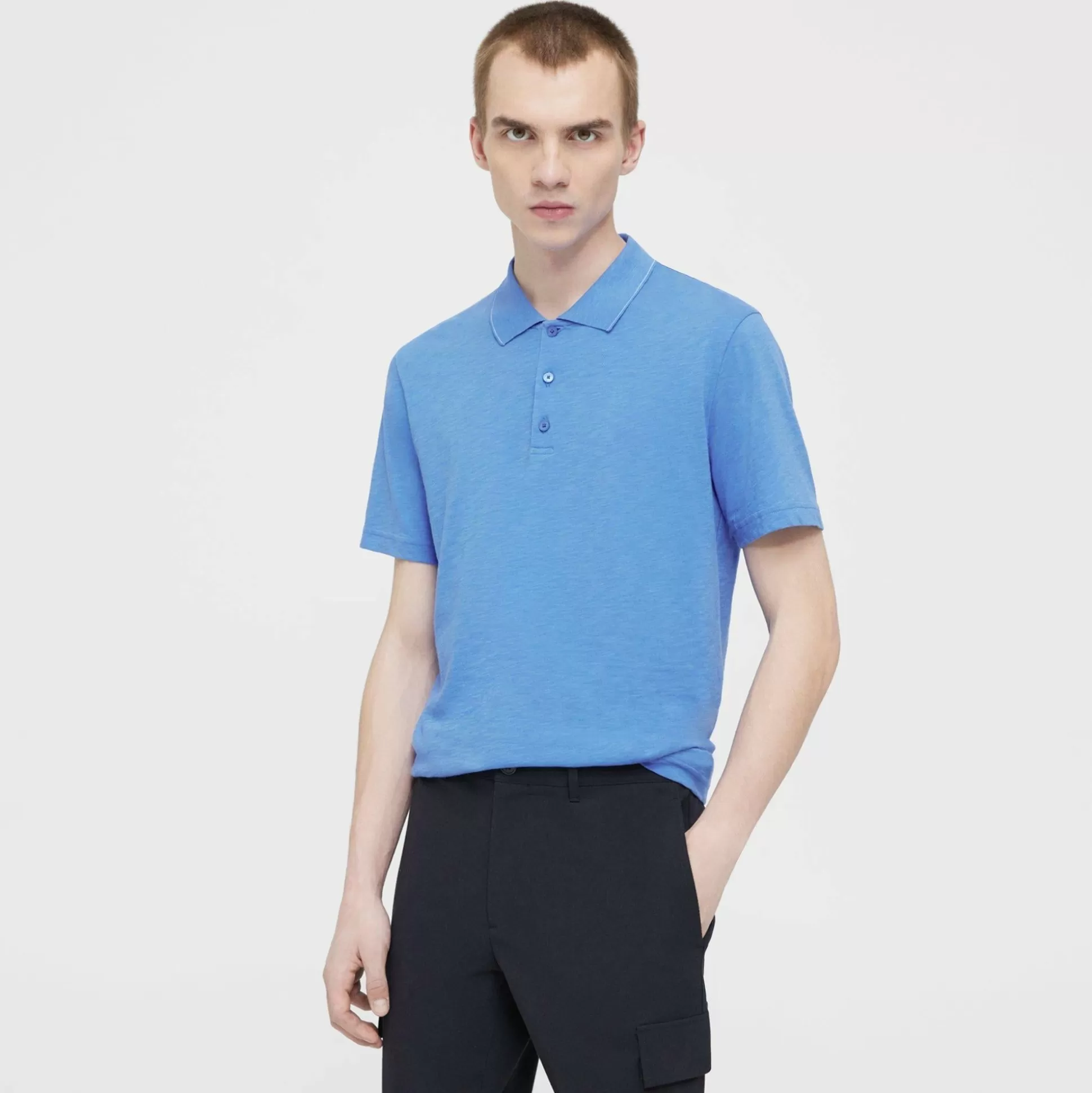 Theory Bron Polo Shirt In Slub Cotton-Men T-shirts + Polos