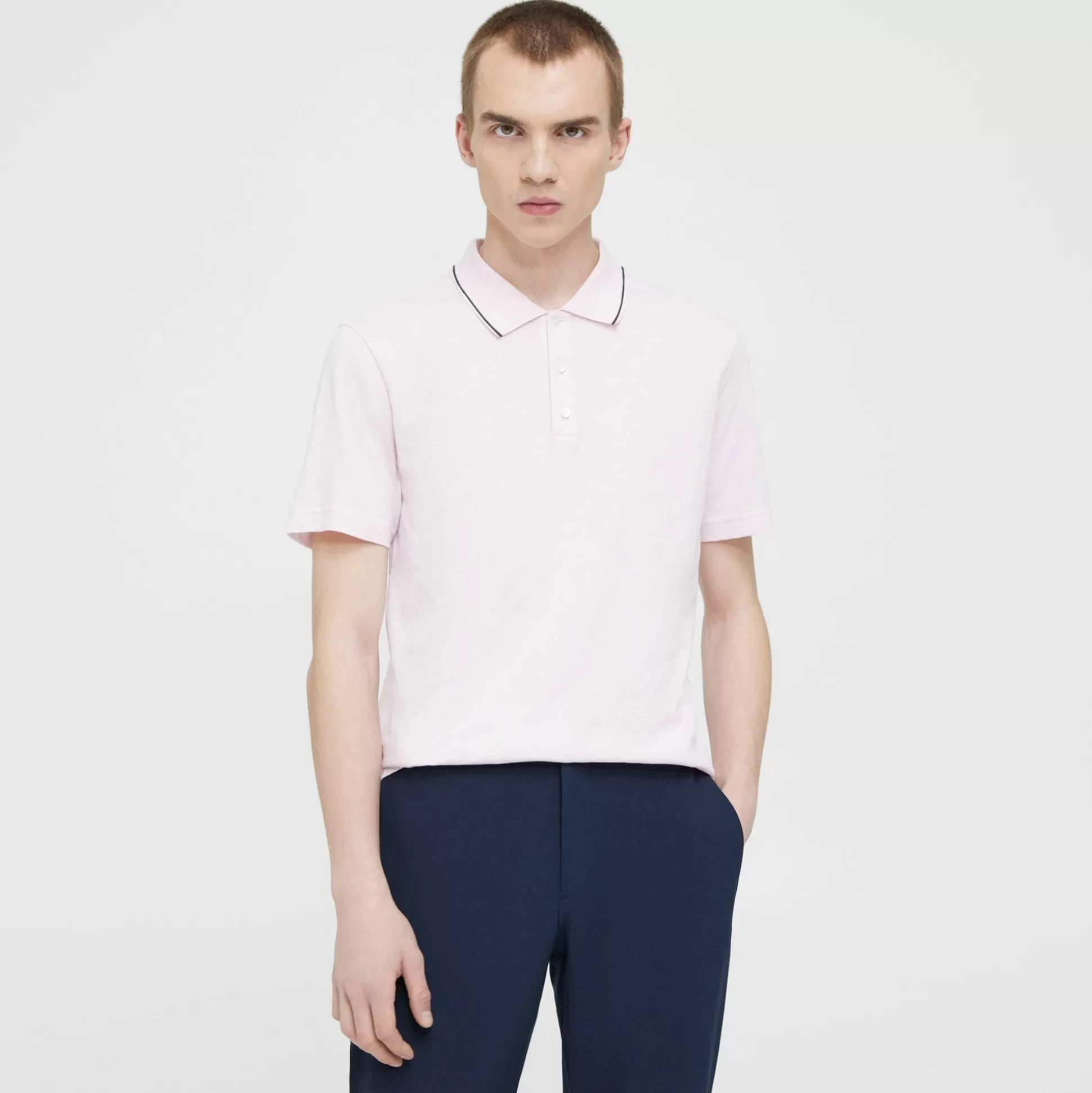 Theory Bron Polo Shirt In Slub Cotton-Men T-shirts + Polos