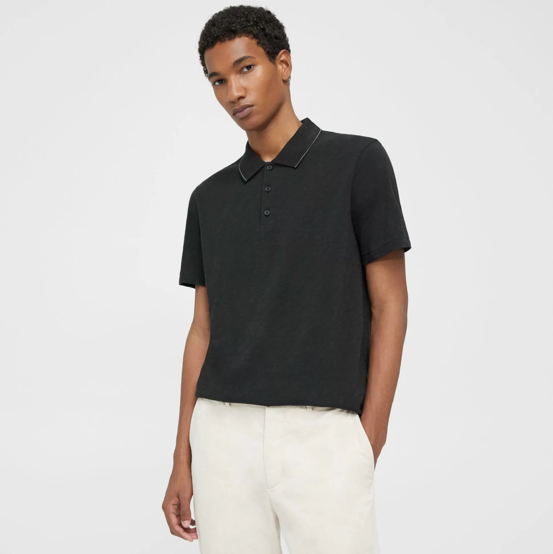 Theory Bron Polo Shirt In Slub Cotton-Men T-shirts + Polos