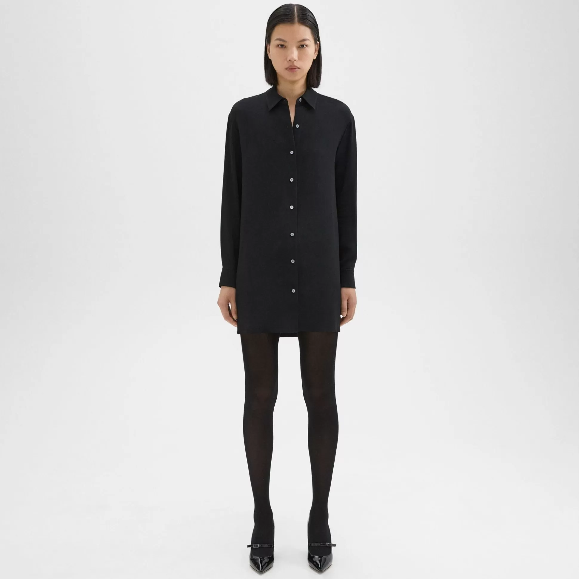 Theory Button-Up Tunic In Crepe-Women Dresses