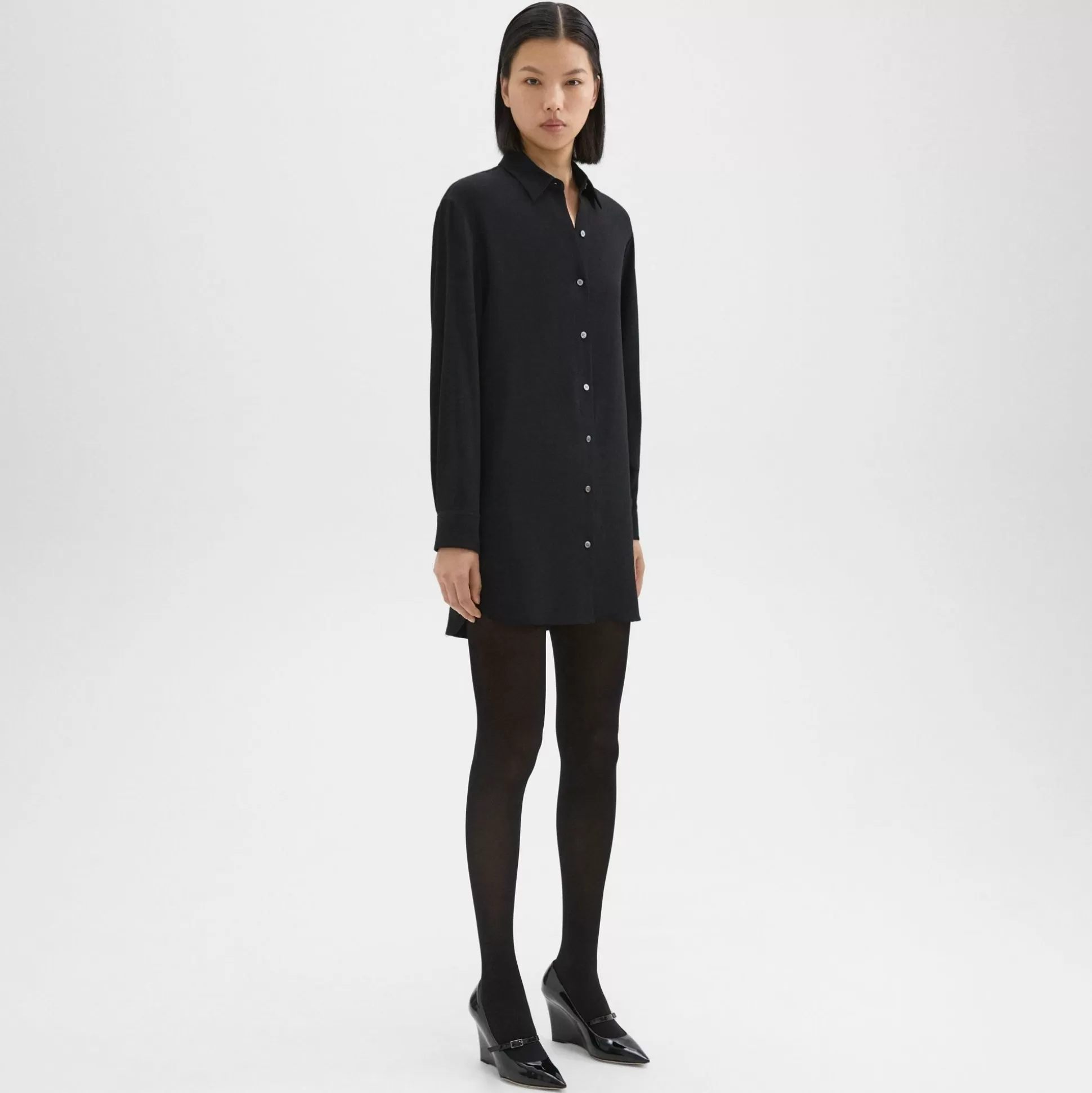 Theory Button-Up Tunic In Crepe-Women Dresses