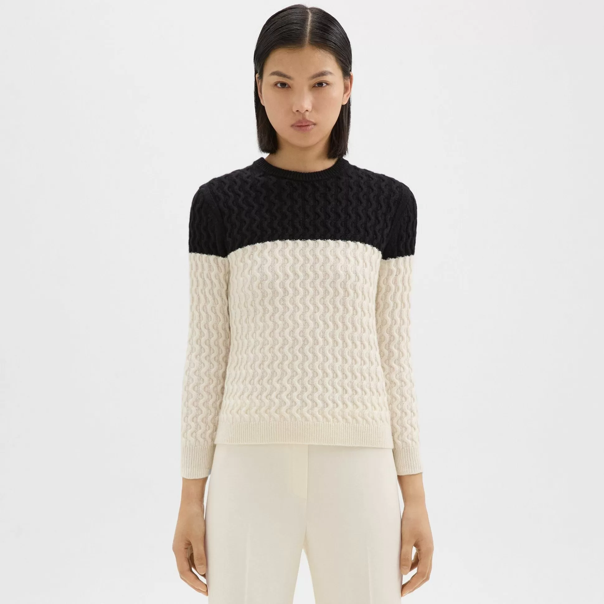 Theory Cable Knit Sweater In Cashmere-Women Sweaters + Cardigans