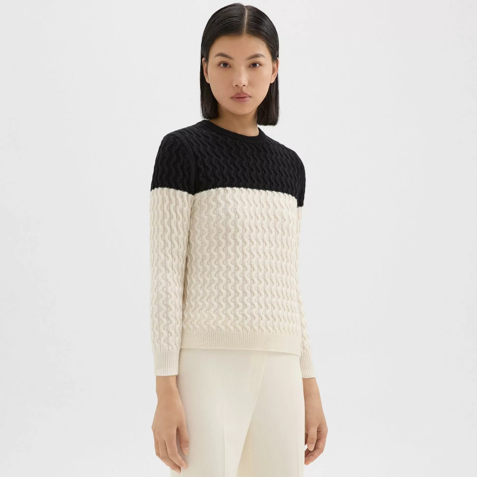 Theory Cable Knit Sweater In Cashmere-Women Sweaters + Cardigans