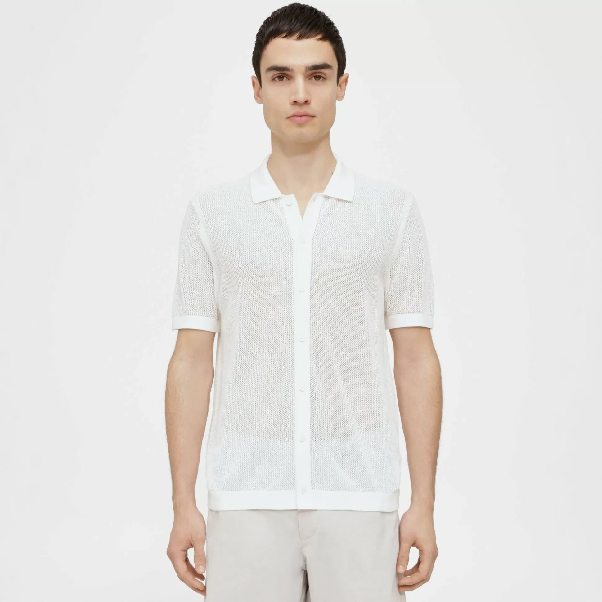 Theory Cairn Short-Sleeve Shirt In Cotton-Men Sweaters + Cardigans | Shirts