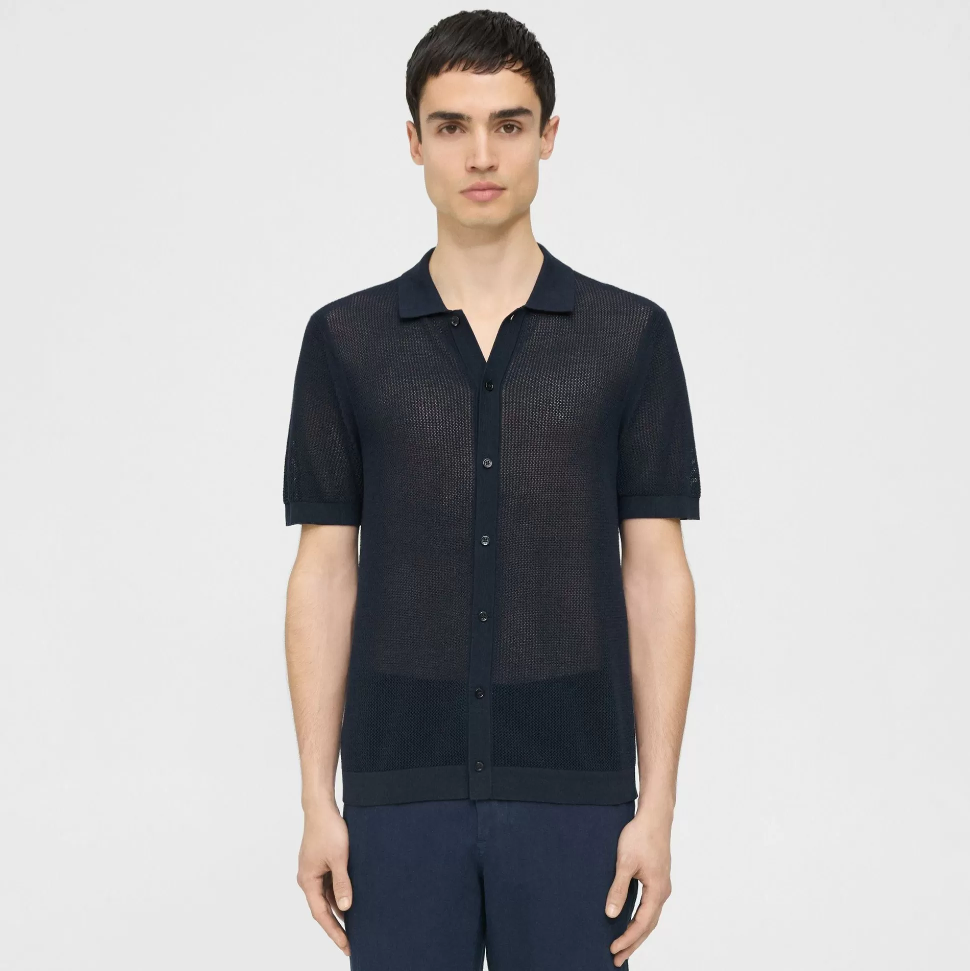 Theory Cairn Short-Sleeve Shirt In Cotton-Men Sweaters + Cardigans | Shirts