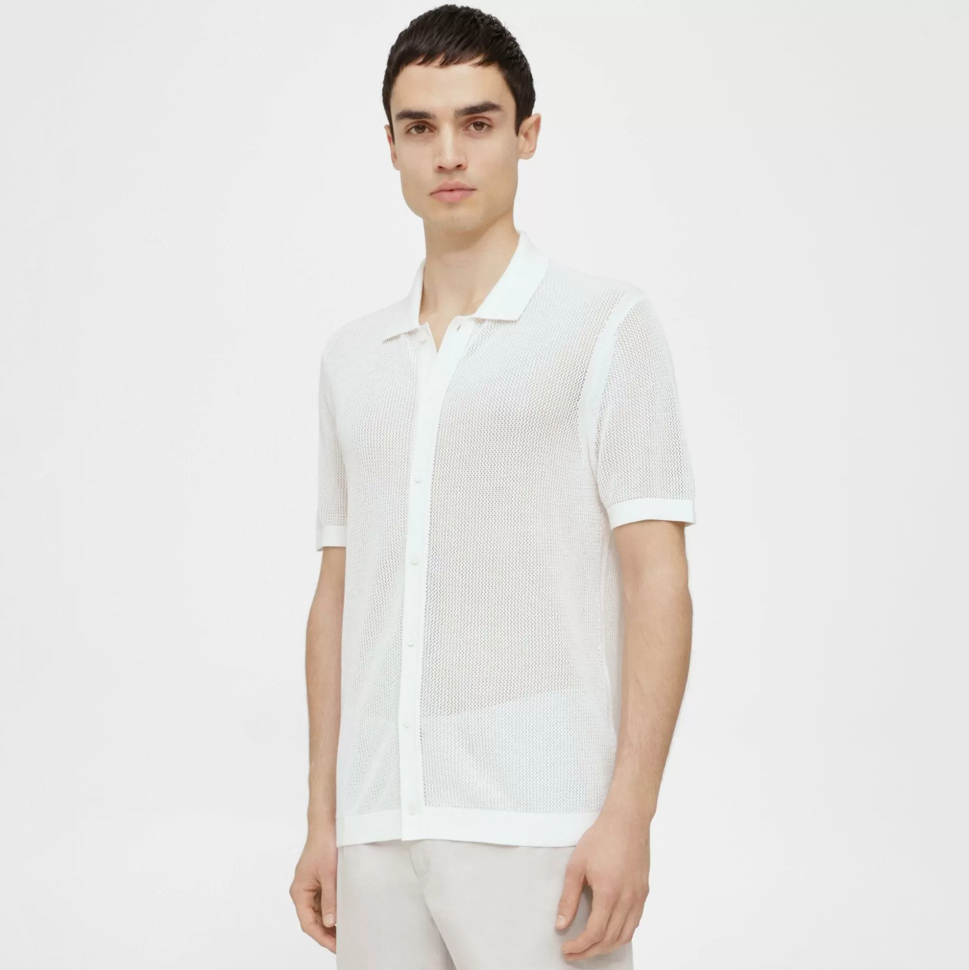 Theory Cairn Short-Sleeve Shirt In Cotton-Men Sweaters + Cardigans | Shirts