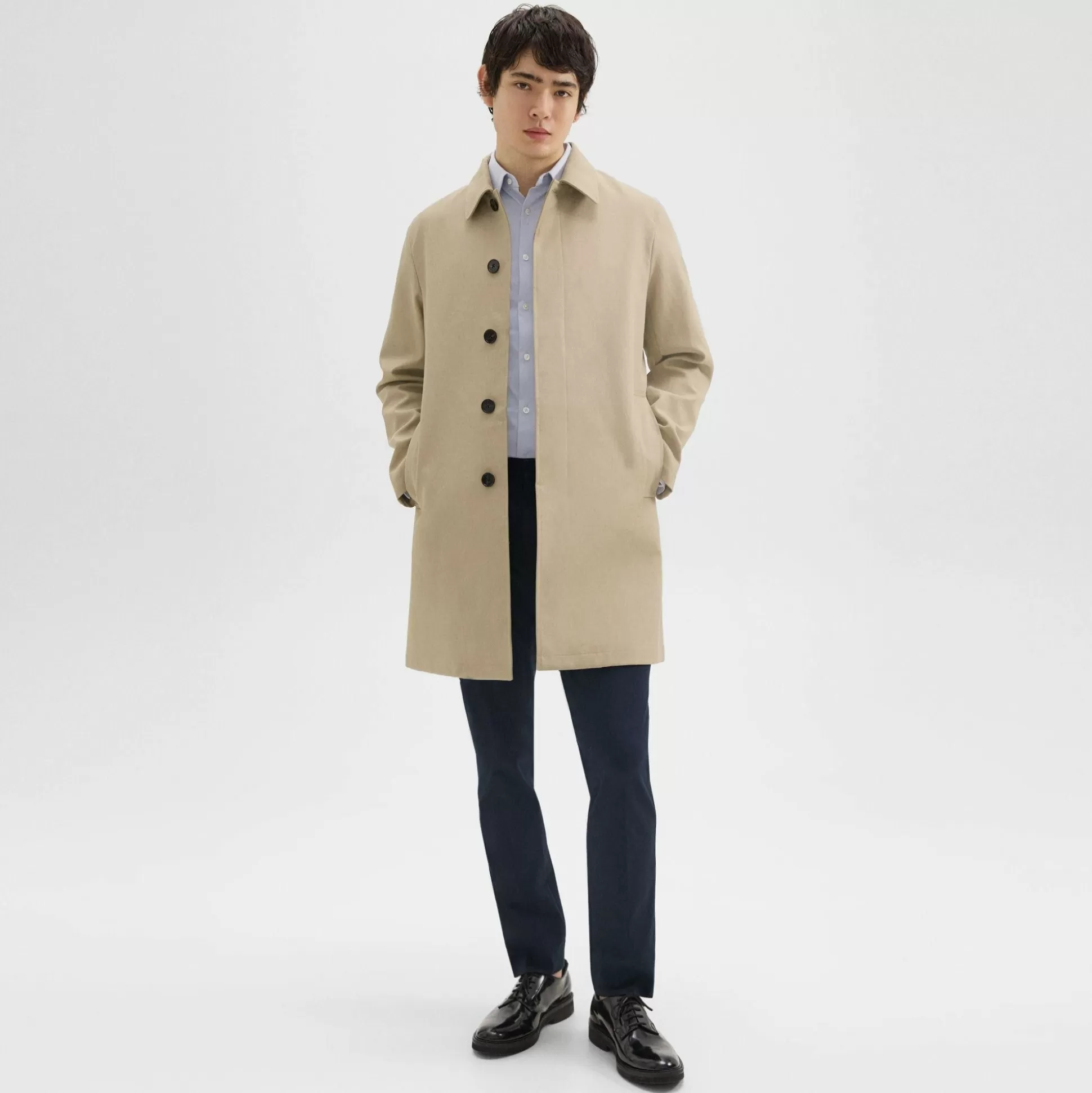 Theory Car Coat In Cotton Twill-Men Outerwear