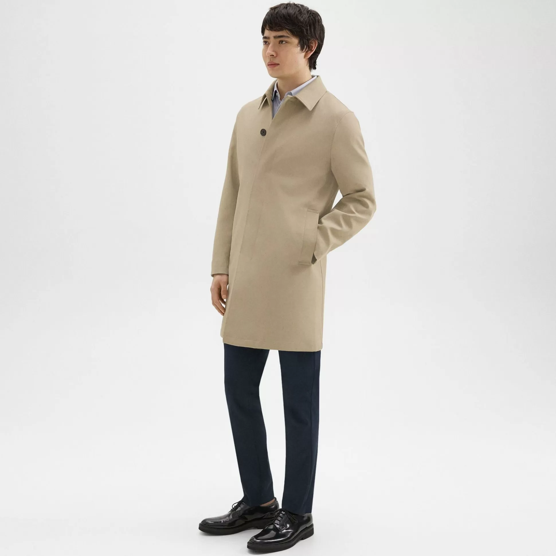 Theory Car Coat In Cotton Twill-Men Outerwear