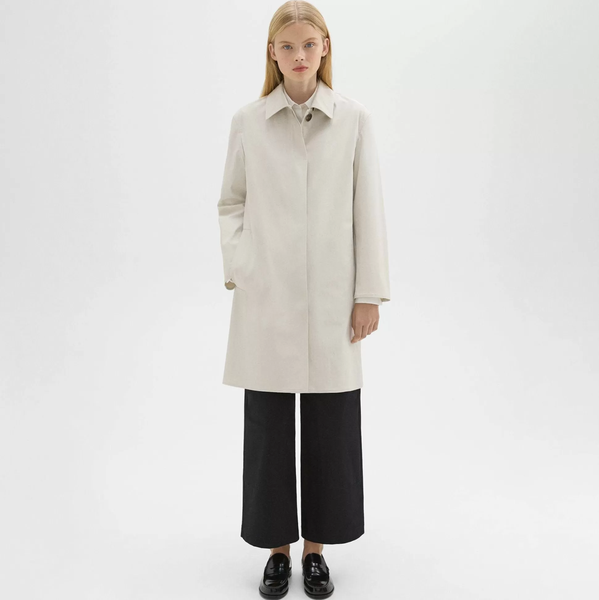 Theory Car Coat In Cotton-Blend-Women Outerwear