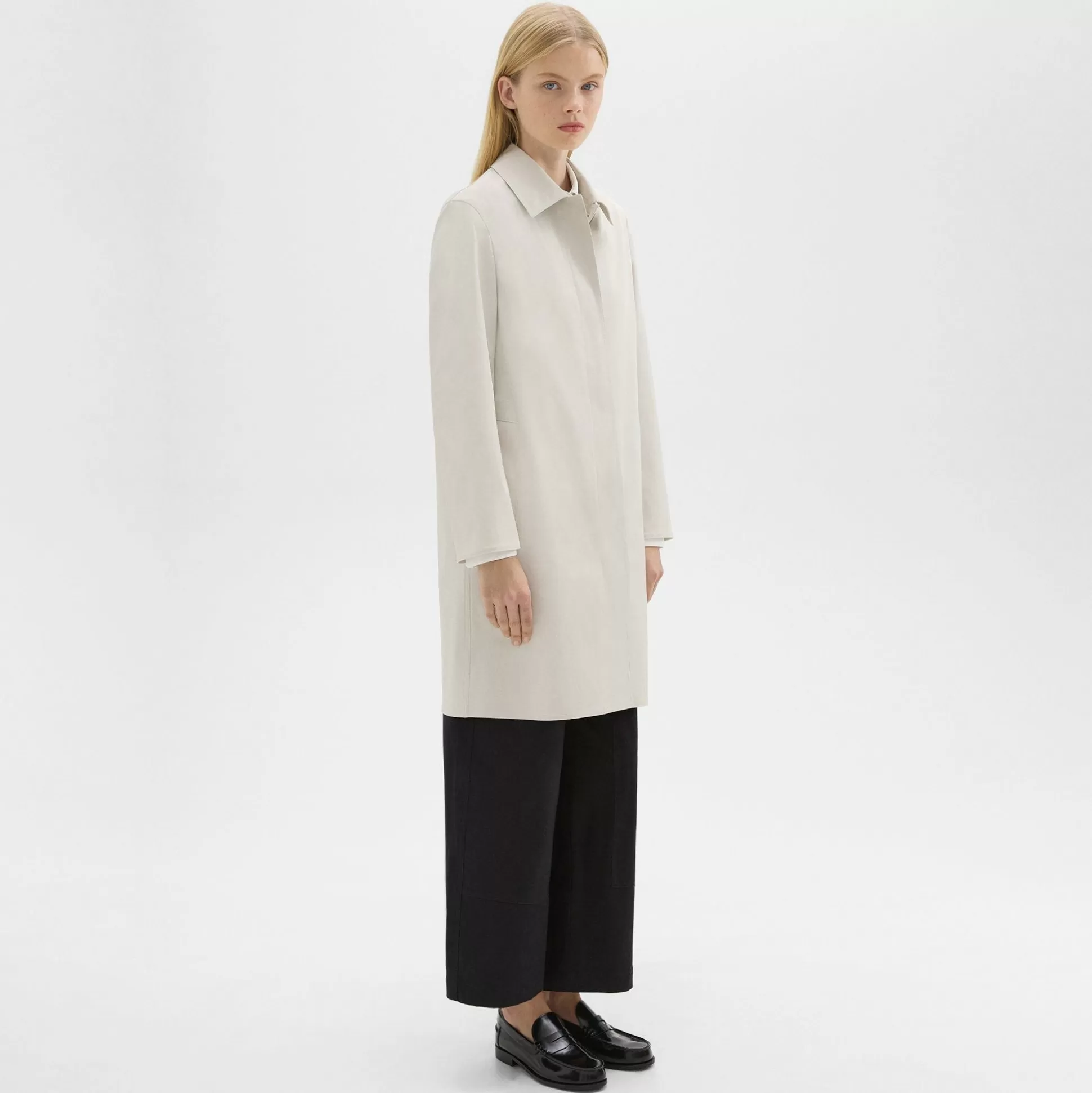 Theory Car Coat In Cotton-Blend-Women Outerwear