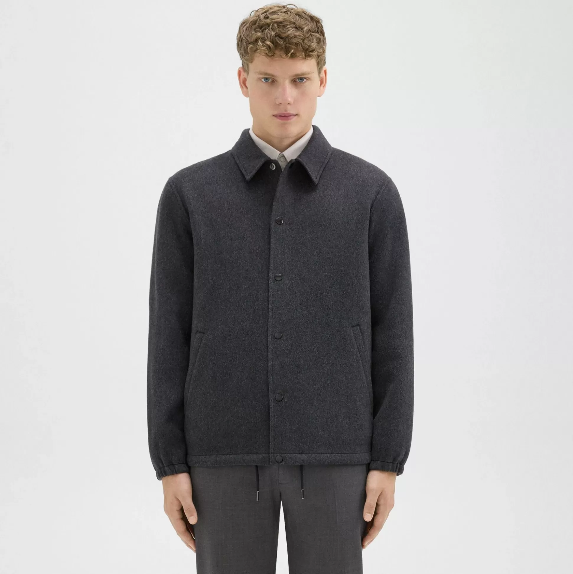 Theory Classic Coaches Jacket In Double-Face Wool-Cashmere-Men Outerwear