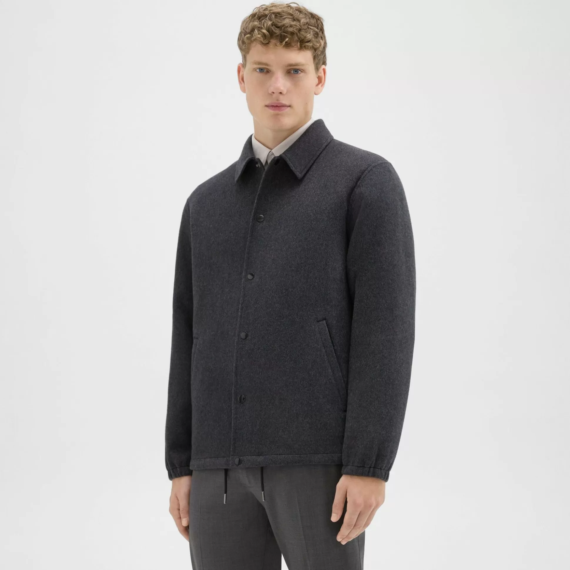 Theory Classic Coaches Jacket In Double-Face Wool-Cashmere-Men Outerwear