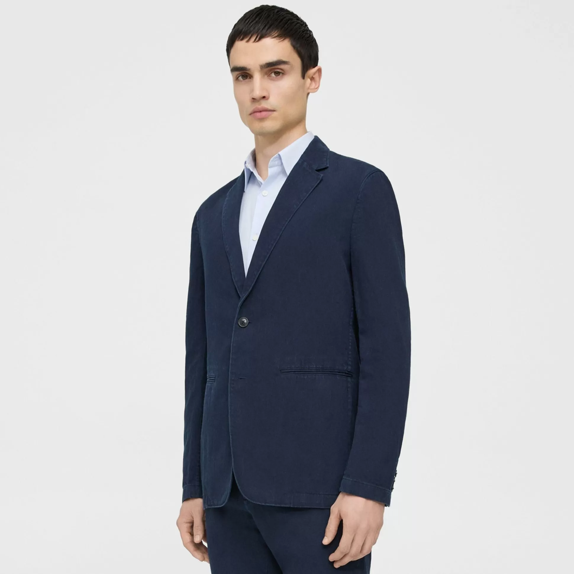 Theory Clinton Blazer In Indigo-Dyed Cotton-Linen-Men Suits | Blazers + Jackets