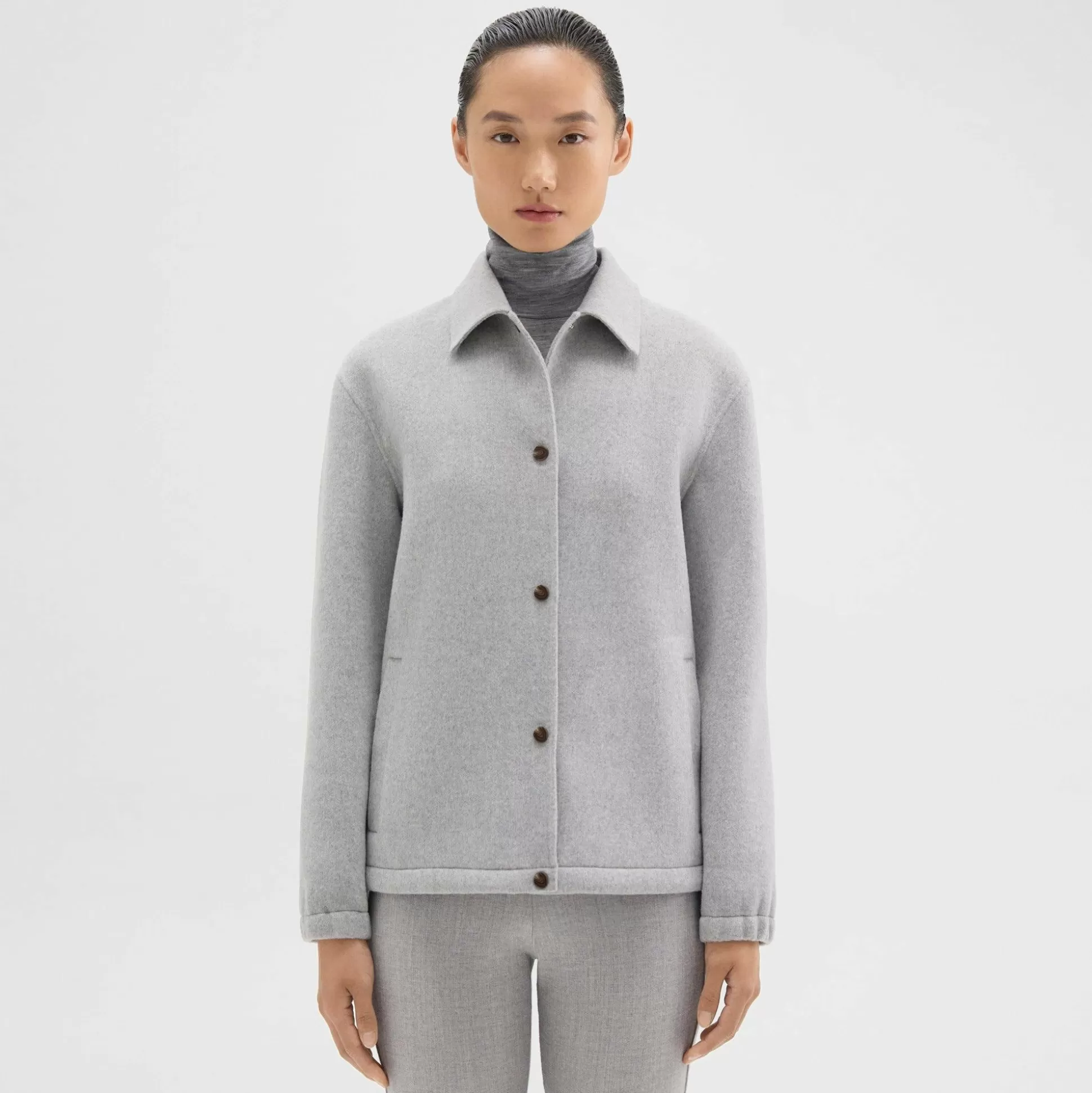 Theory Coaches Jacket In Double-Face Wool-Cashmere-Women Outerwear