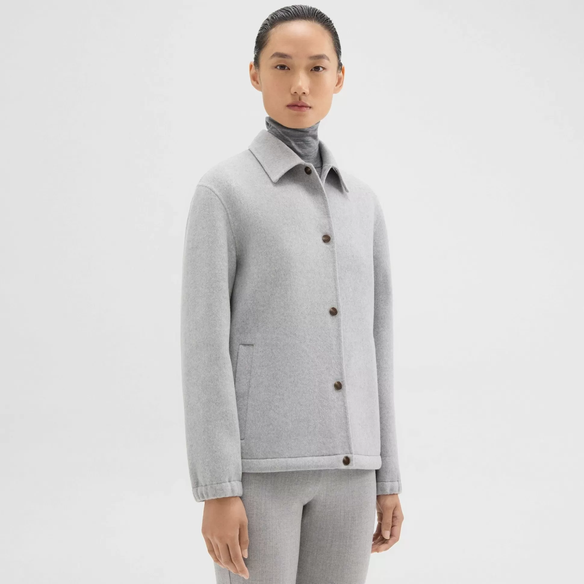 Theory Coaches Jacket In Double-Face Wool-Cashmere-Women Outerwear