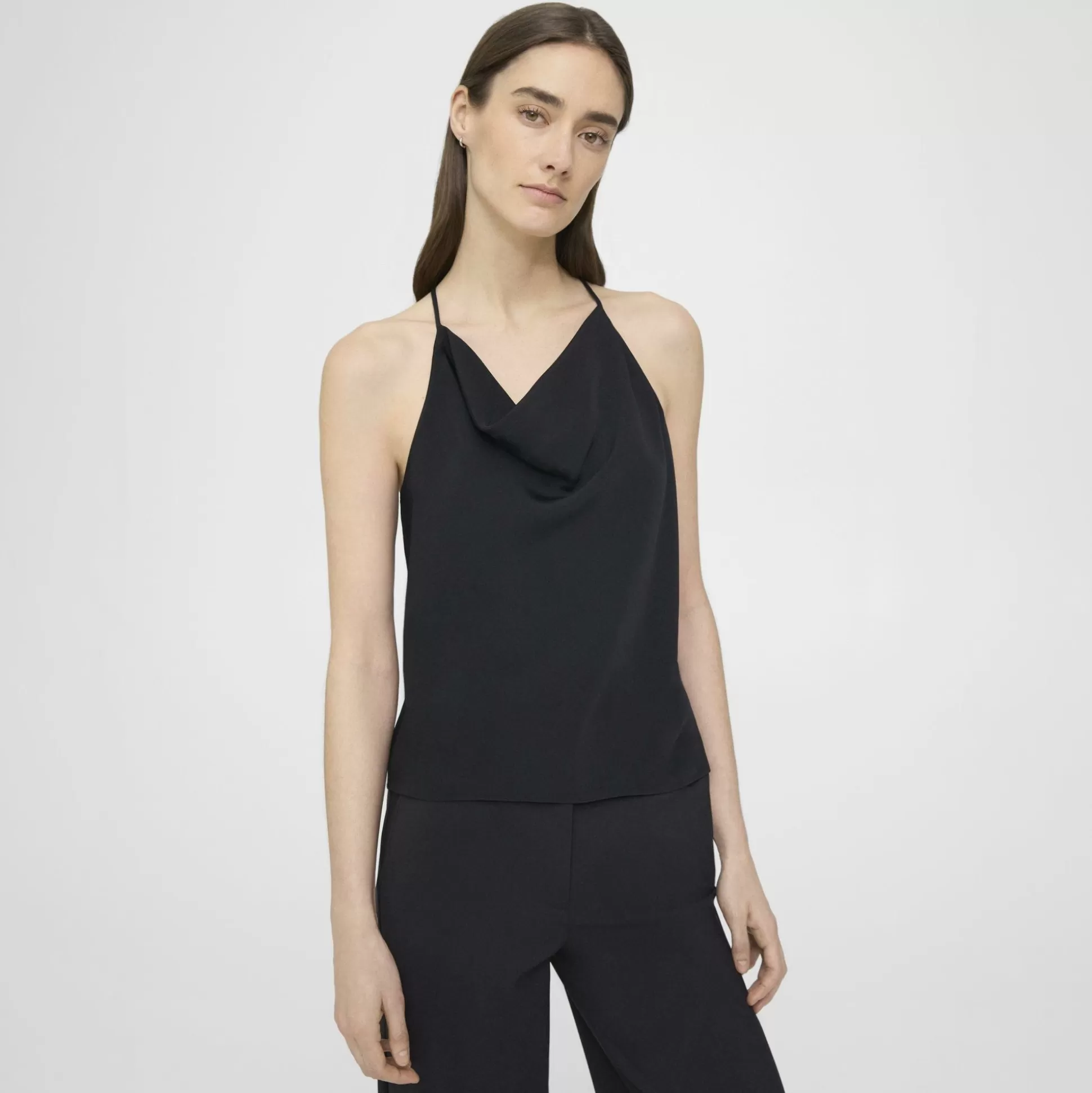 Theory Cowl Neck Halter Top In Viscose-Women Tops