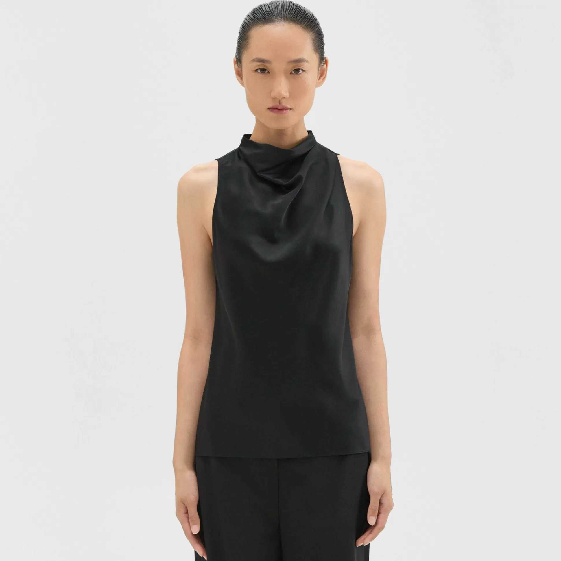 Theory Cowl Neck Top In Satin-Women Tops