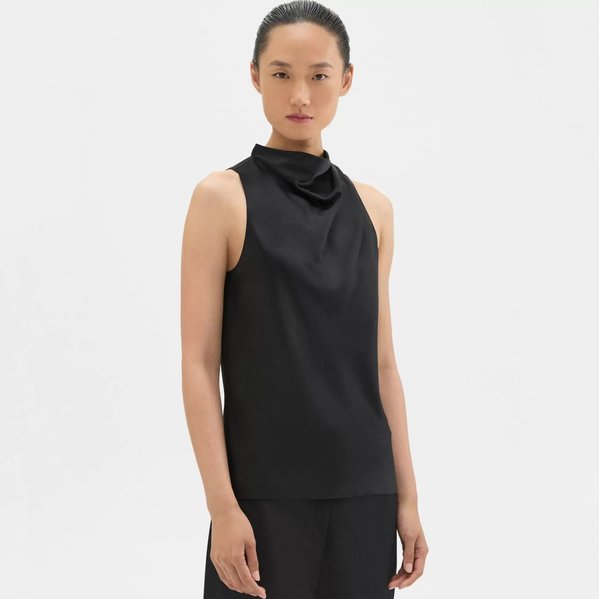 Theory Cowl Neck Top In Satin-Women Tops