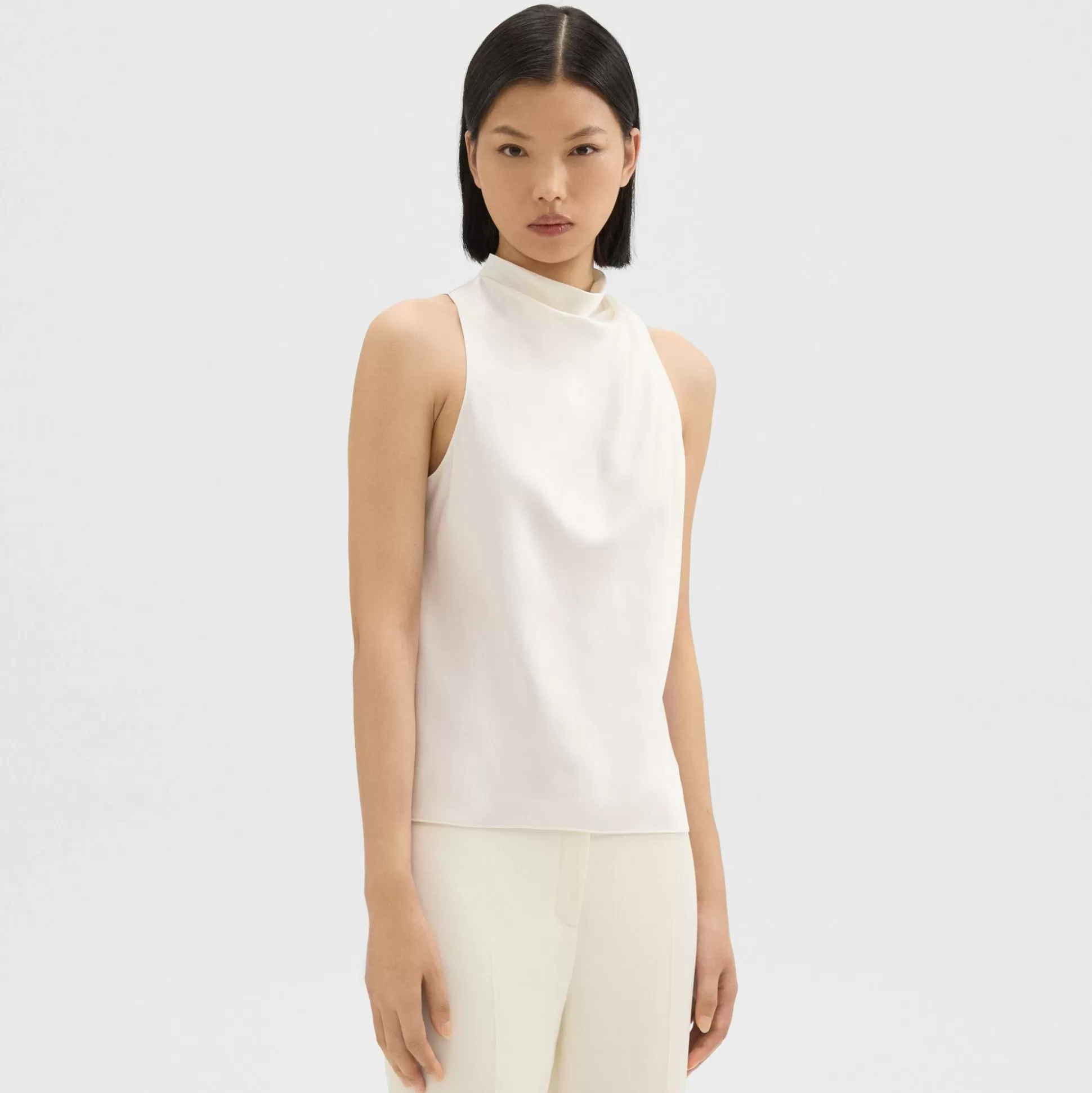 Theory Cowl Neck Top In Satin-Women Tops