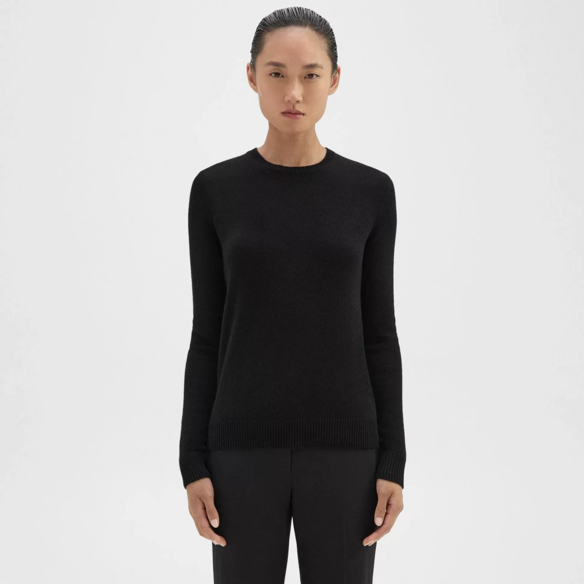 Theory Crewneck Sweater In Feather Cashmere-Women Sweaters + Cardigans