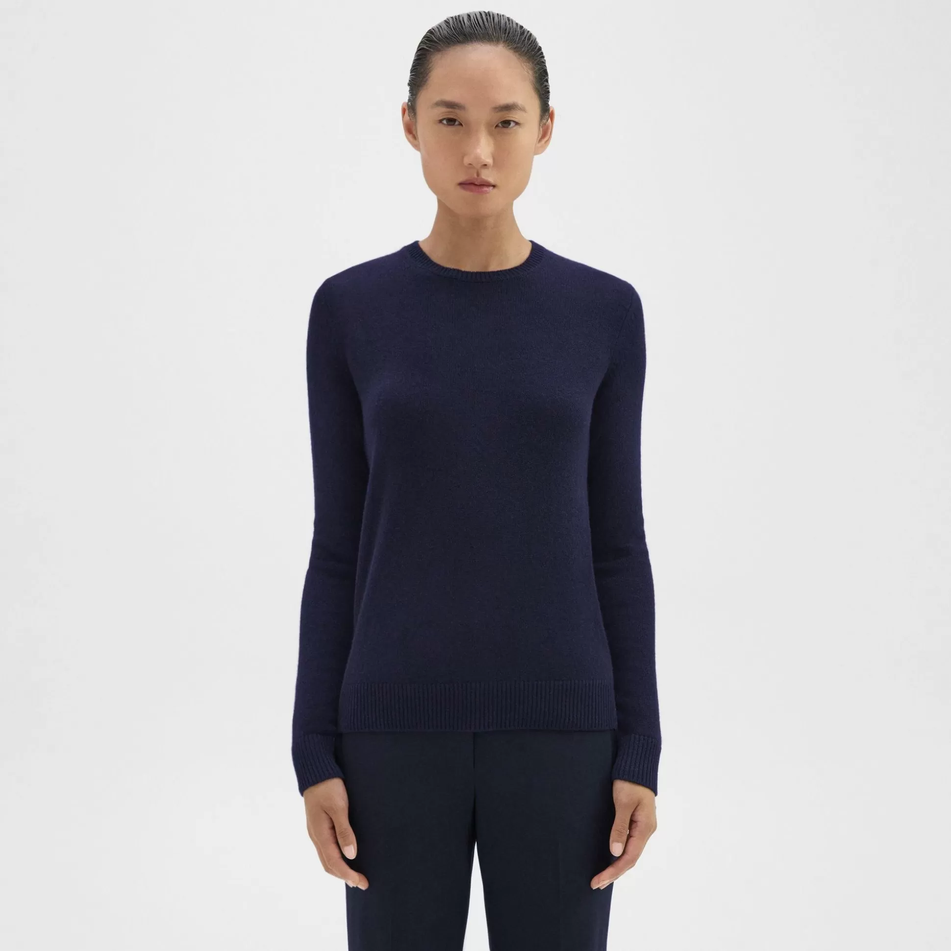 Theory Crewneck Sweater In Feather Cashmere-Women Sweaters + Cardigans