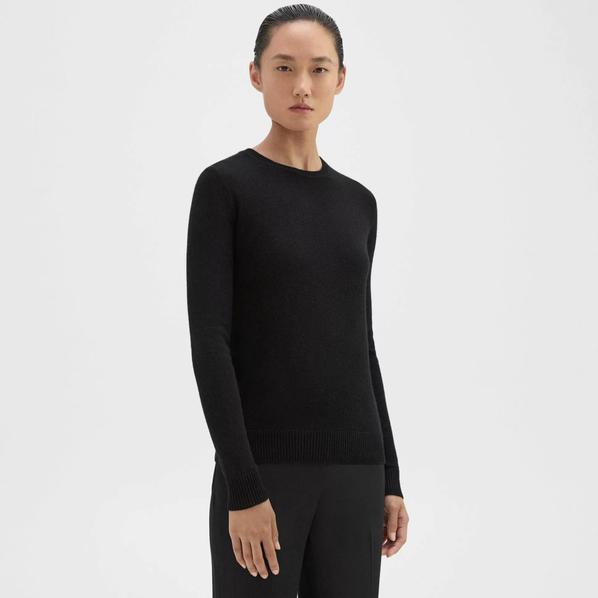 Theory Crewneck Sweater In Feather Cashmere-Women Sweaters + Cardigans