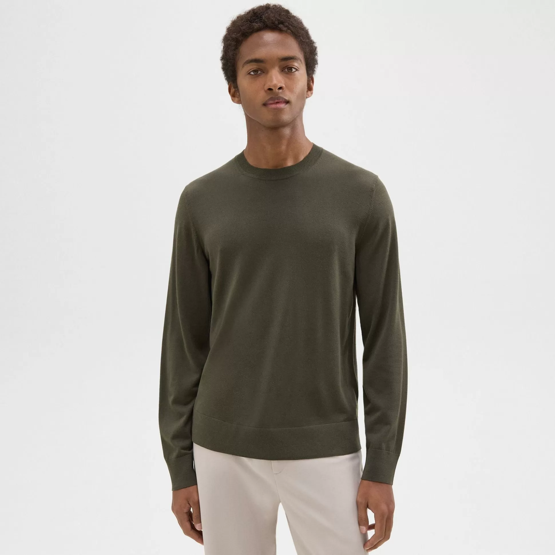 Theory Crewneck Sweater In Regal Wool-Men Sweaters + Cardigans