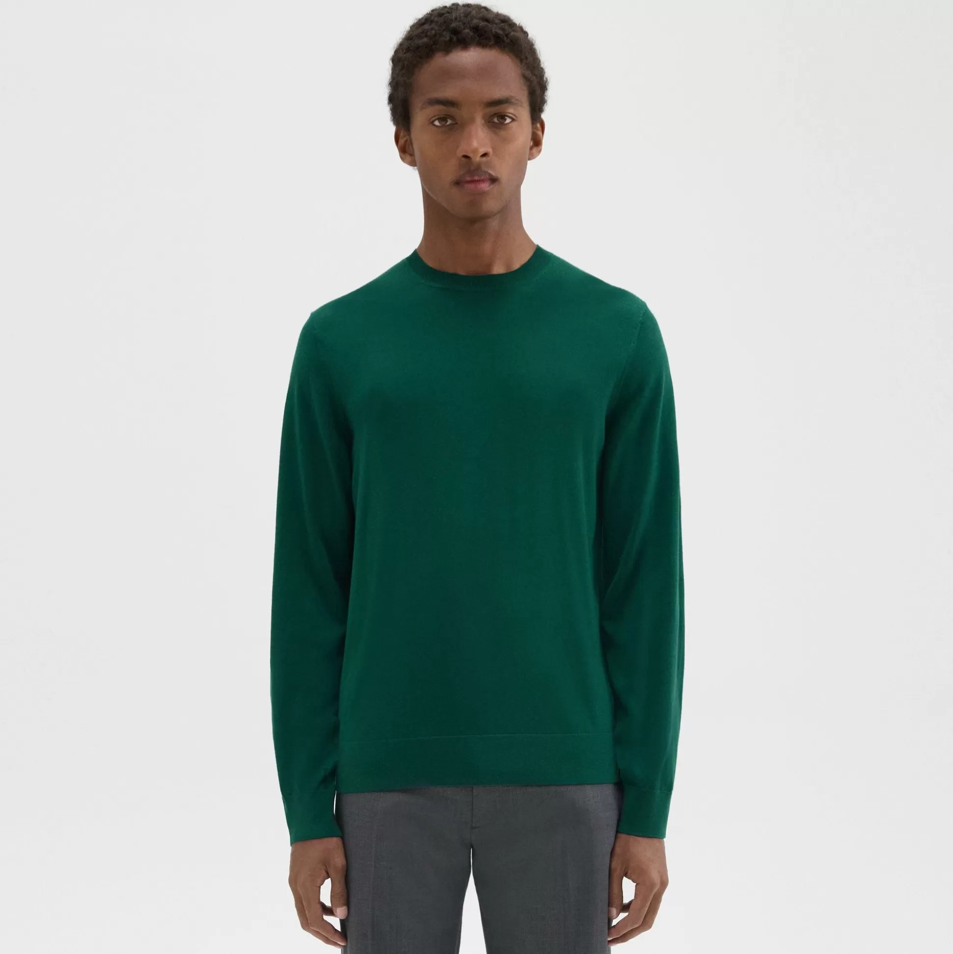 Theory Crewneck Sweater In Regal Wool-Men Sweaters + Cardigans