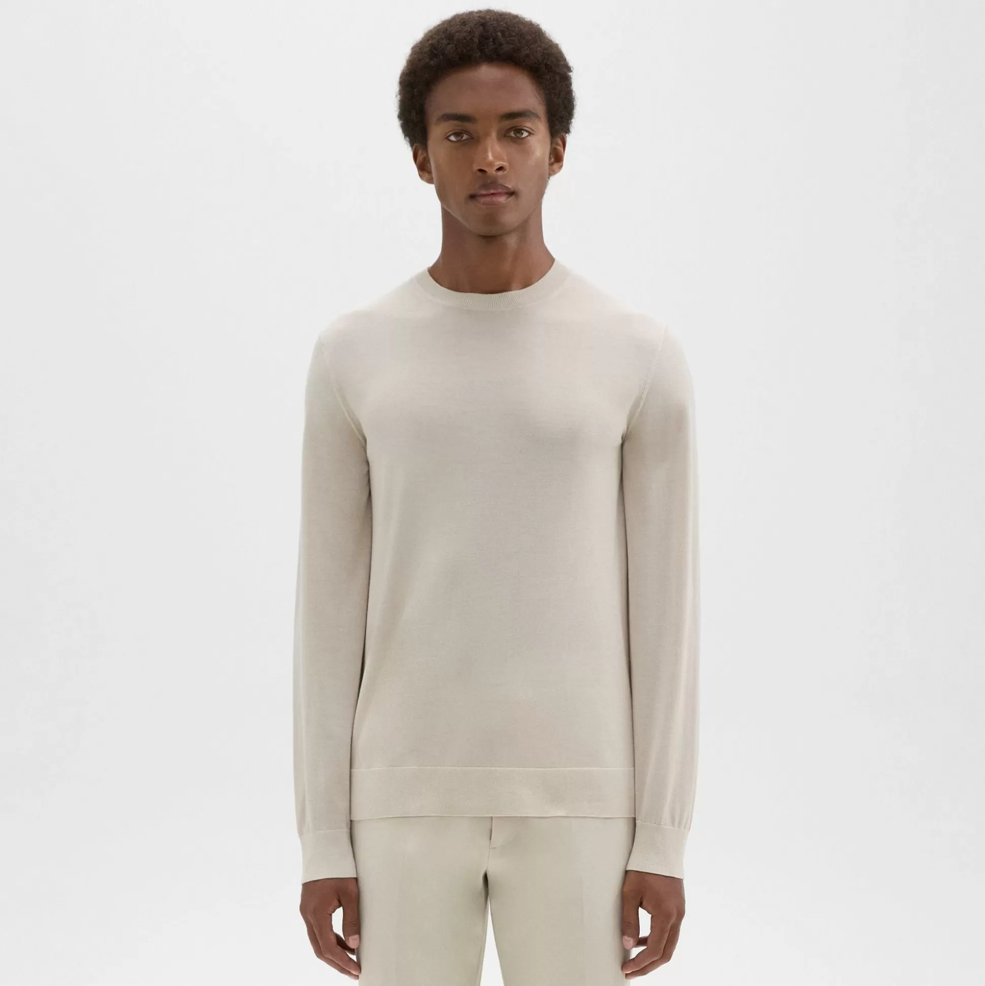 Theory Crewneck Sweater In Regal Wool-Men Sweaters + Cardigans