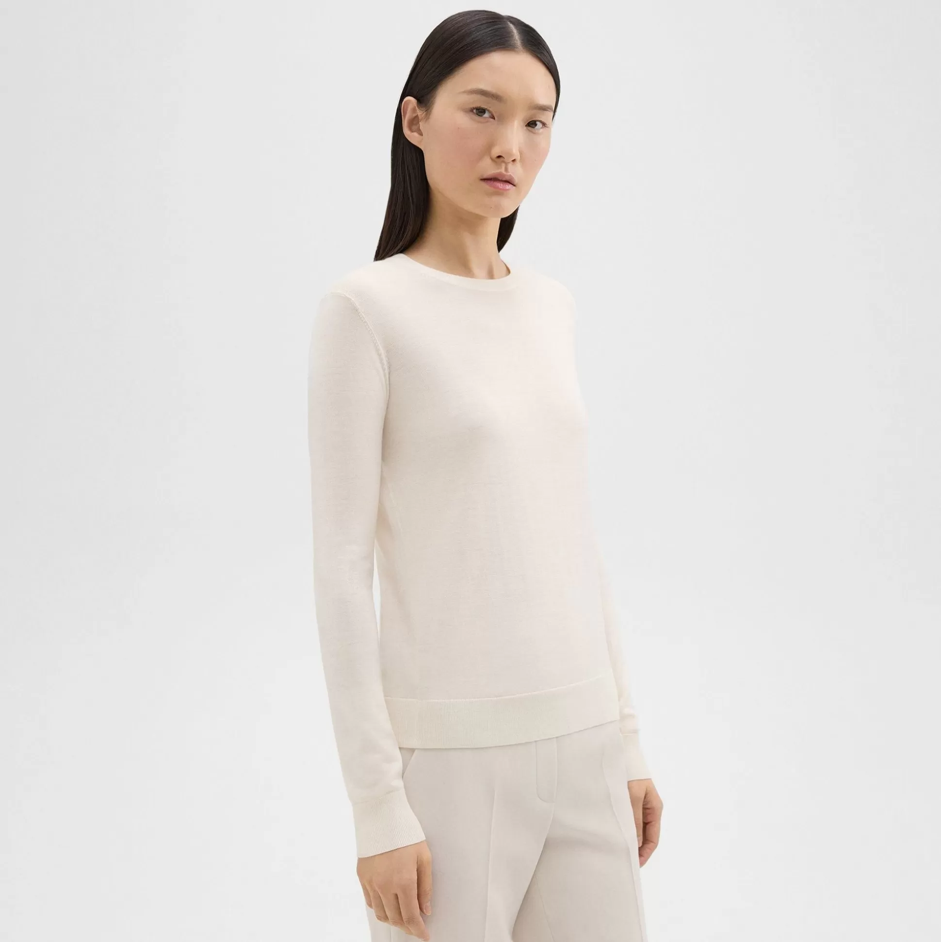 Theory Crewneck Sweater In Regal Wool-Women Sweaters + Cardigans