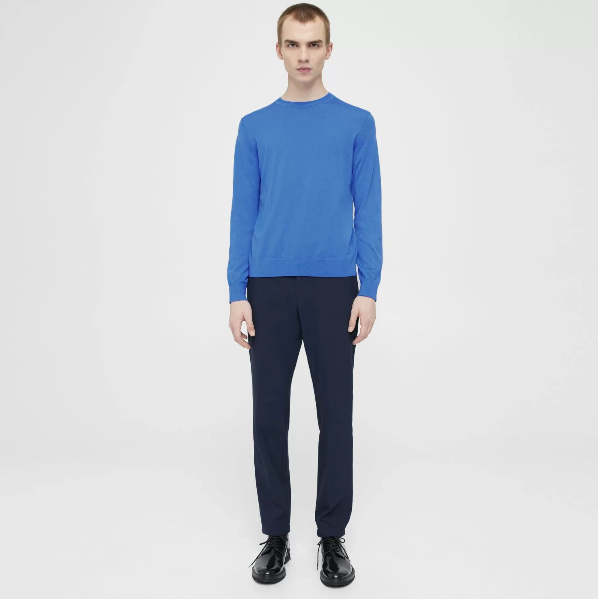 Theory Crewneck Sweater In Regal Wool-Men Sweaters + Cardigans