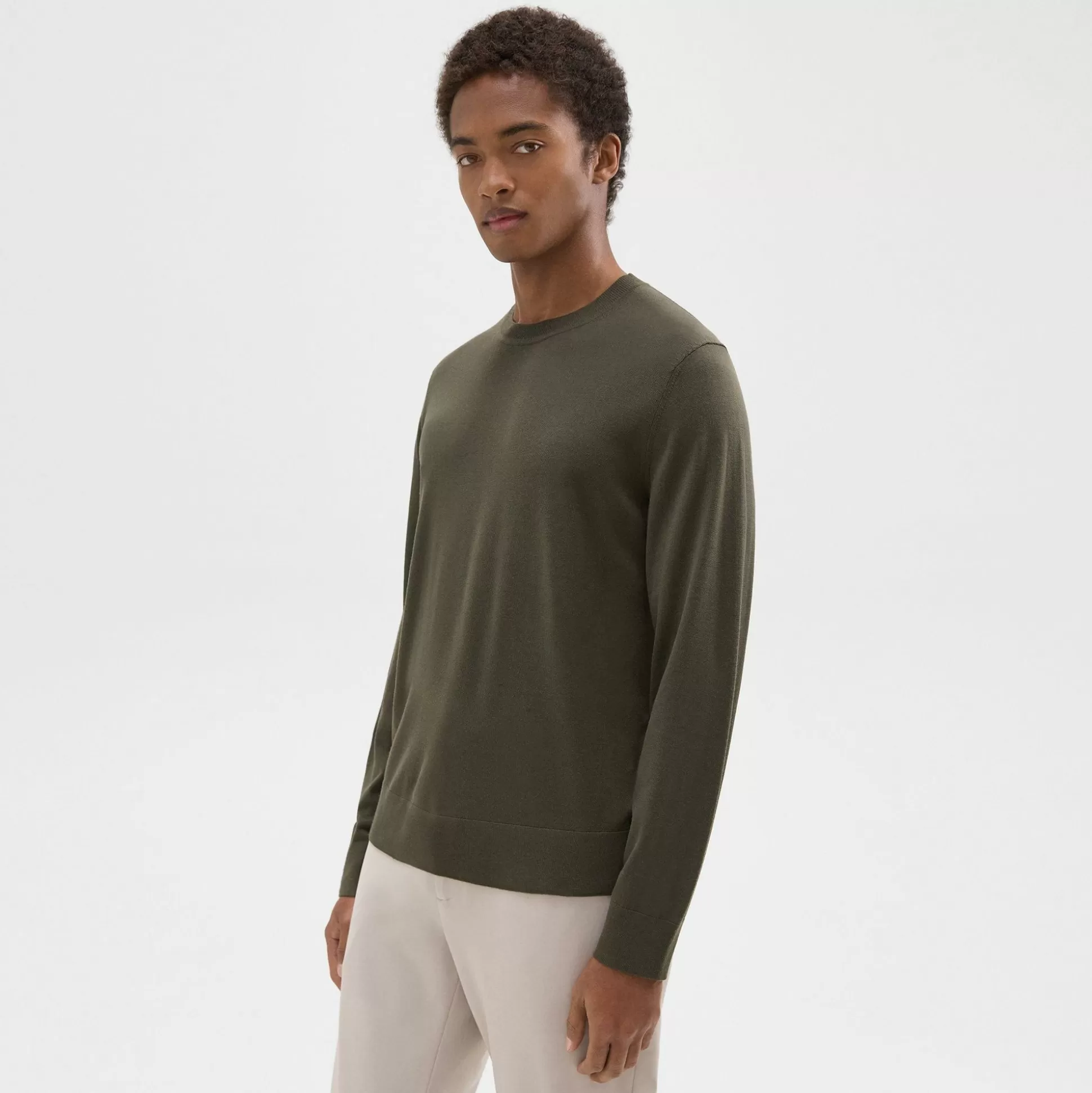 Theory Crewneck Sweater In Regal Wool-Men Sweaters + Cardigans