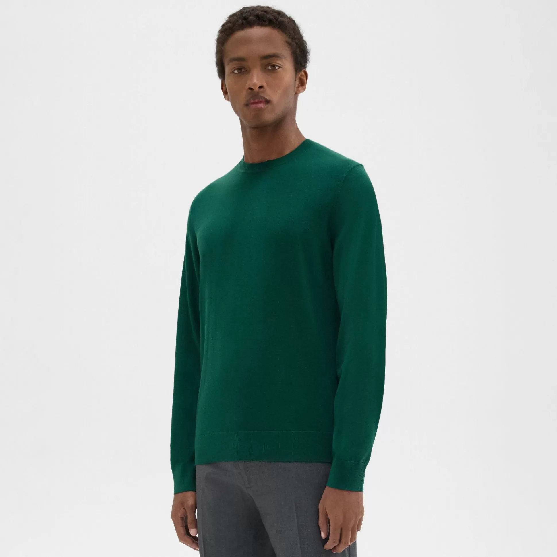 Theory Crewneck Sweater In Regal Wool-Men Sweaters + Cardigans