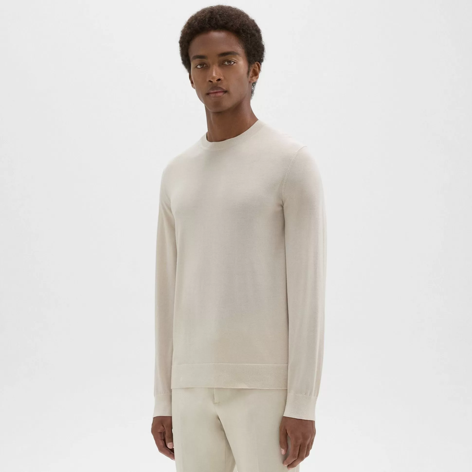 Theory Crewneck Sweater In Regal Wool-Men Sweaters + Cardigans