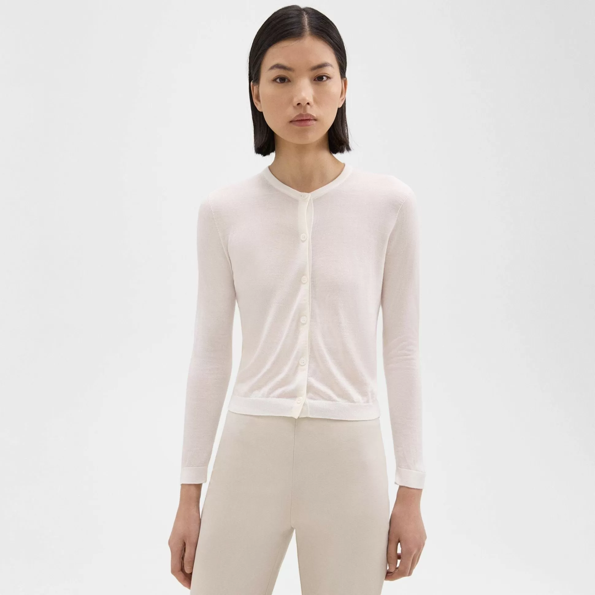 Theory Cropped Cardigan In Regal Wool-Women Sweaters + Cardigans