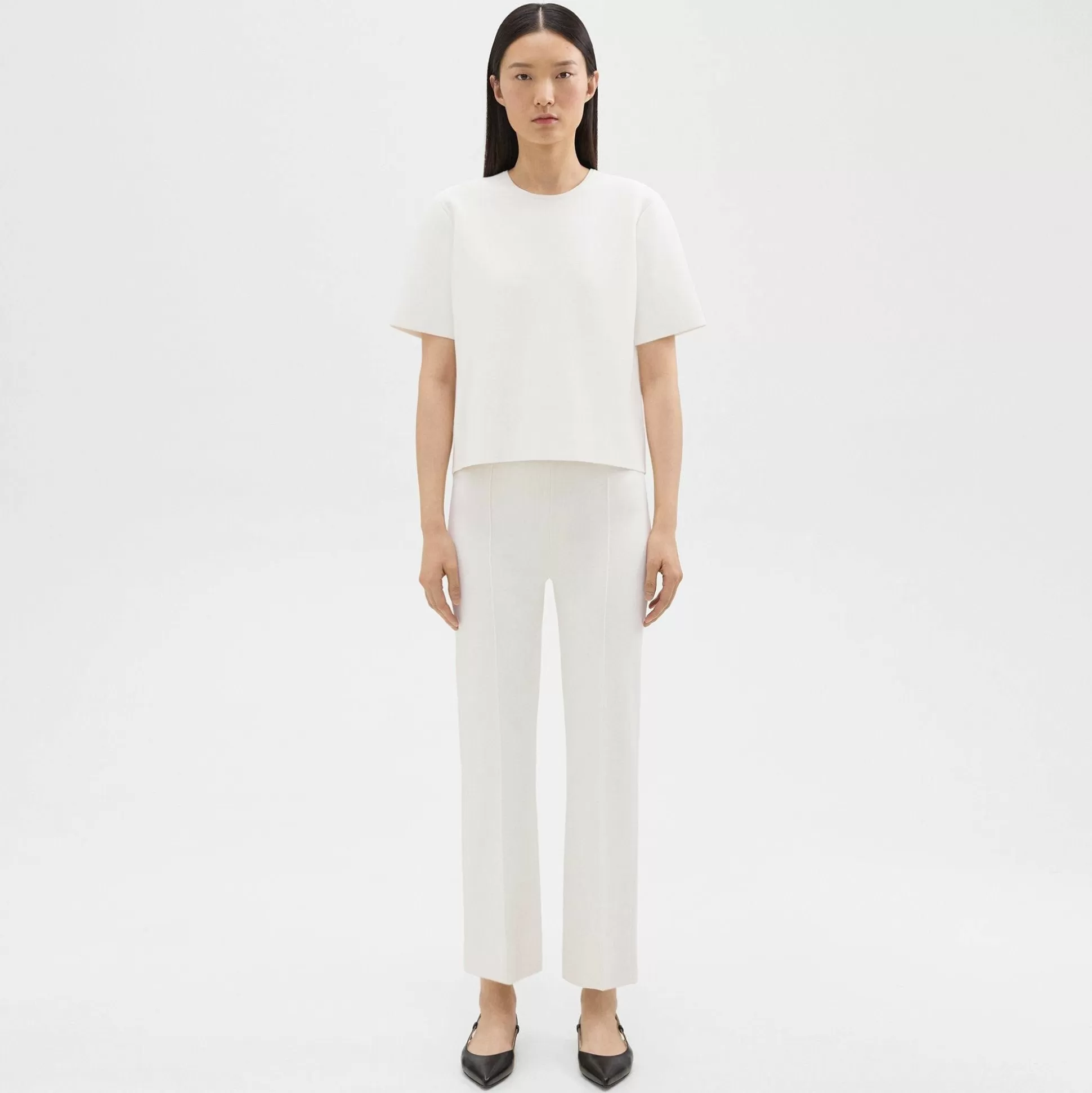 Theory Cropped Flare Pant In Crepe Knit-Women Pants