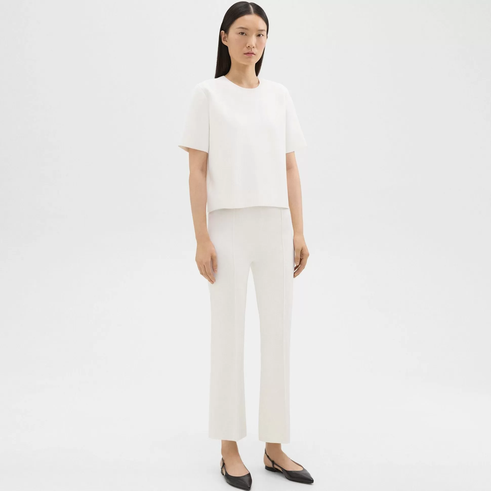 Theory Cropped Flare Pant In Crepe Knit-Women Pants