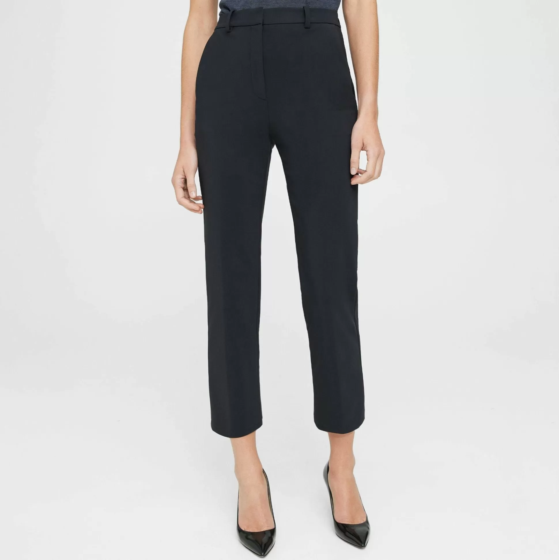 Theory Cropped High-Waist Pant In Precision Ponte-Women Pants