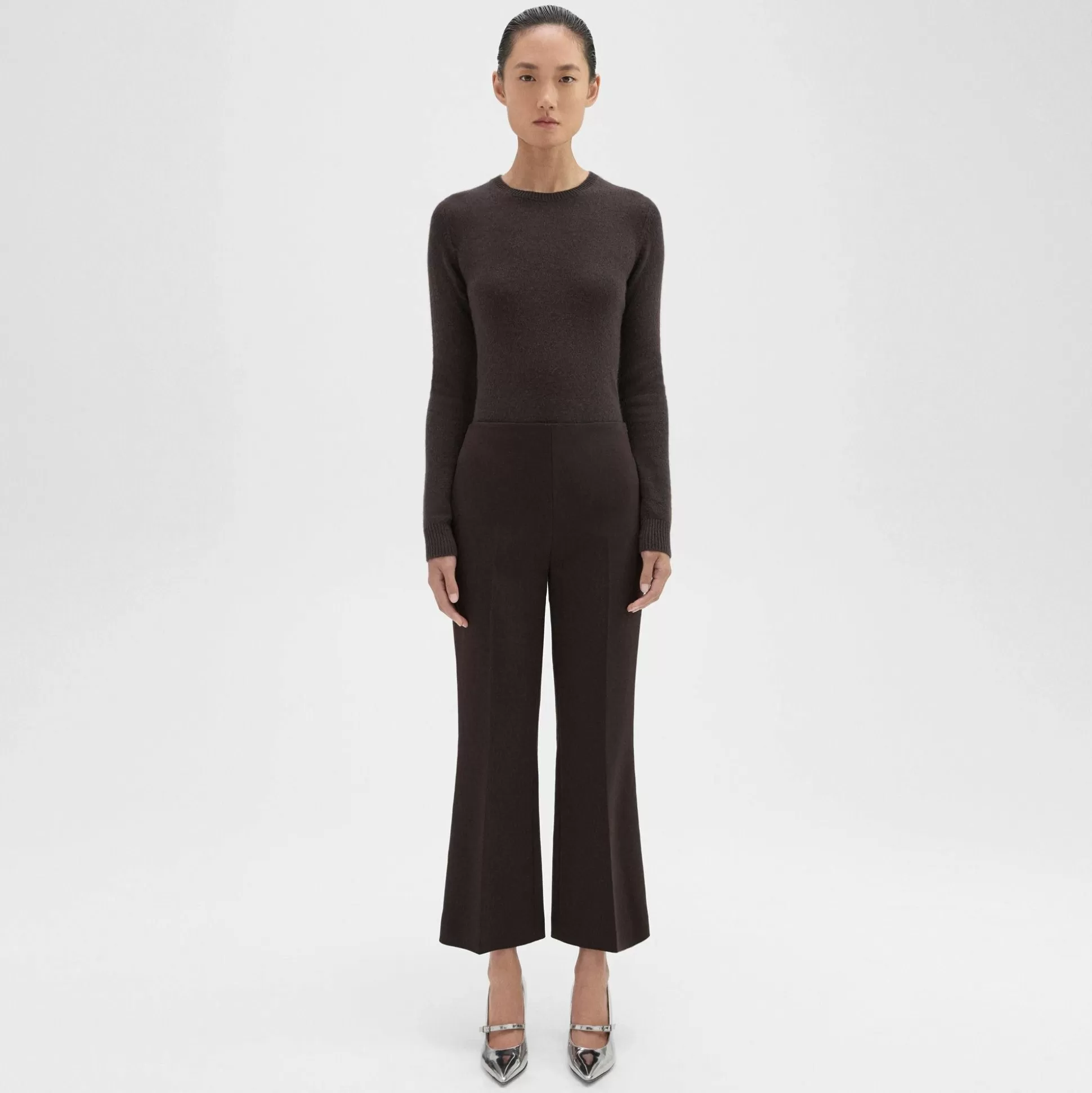 Theory Cropped Kick Pant In Double Weave-Women Suits | Pants