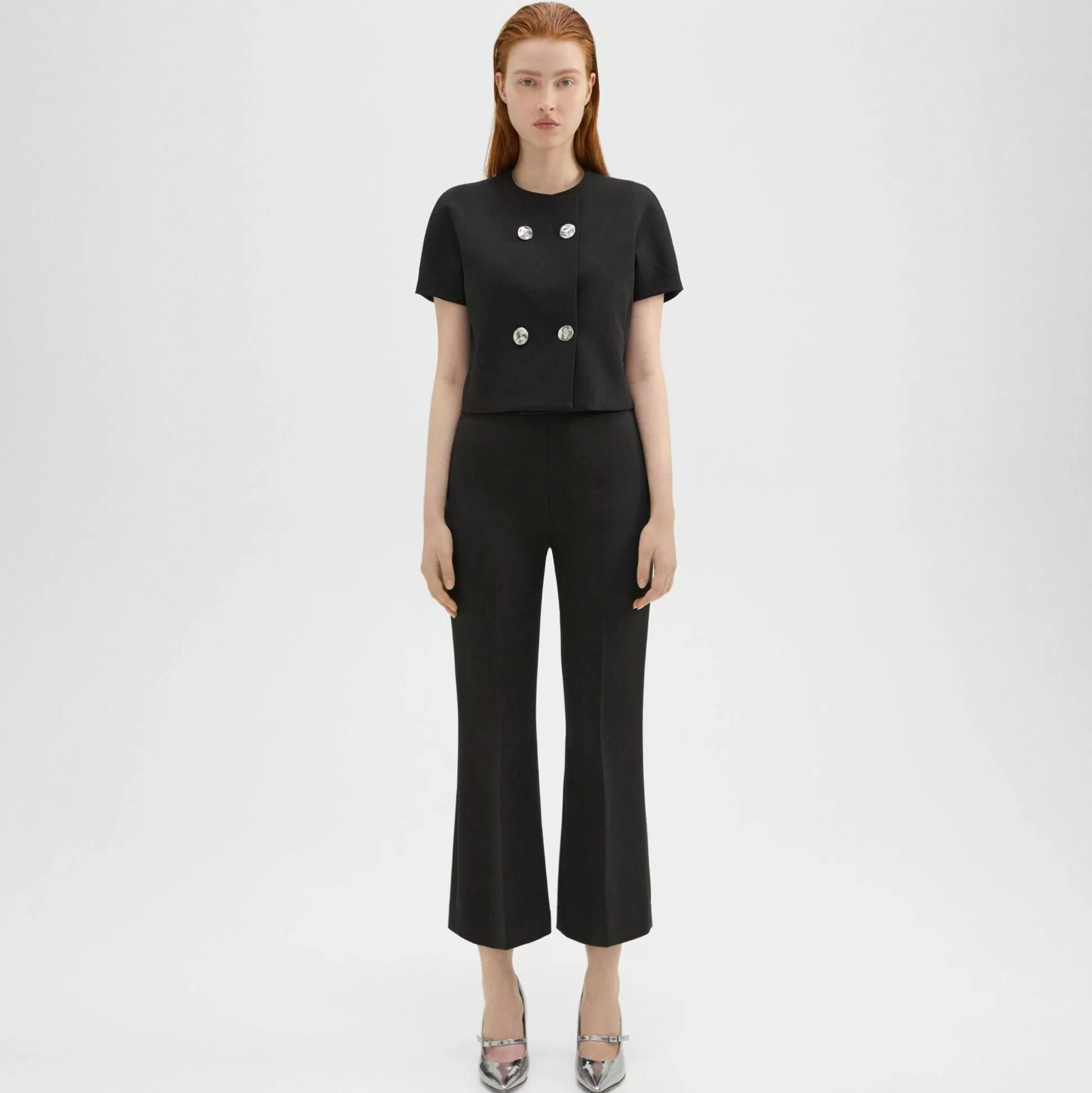 Theory Cropped Kick Pant In Double Weave-Women Suits | Pants