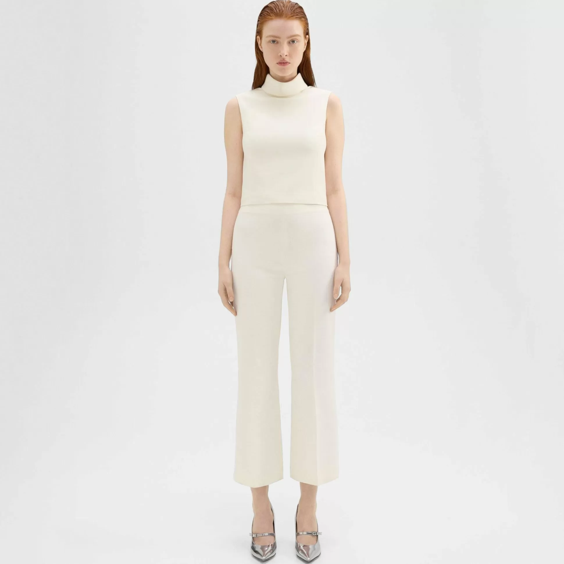 Theory Cropped Kick Pant In Double Weave-Women Pants