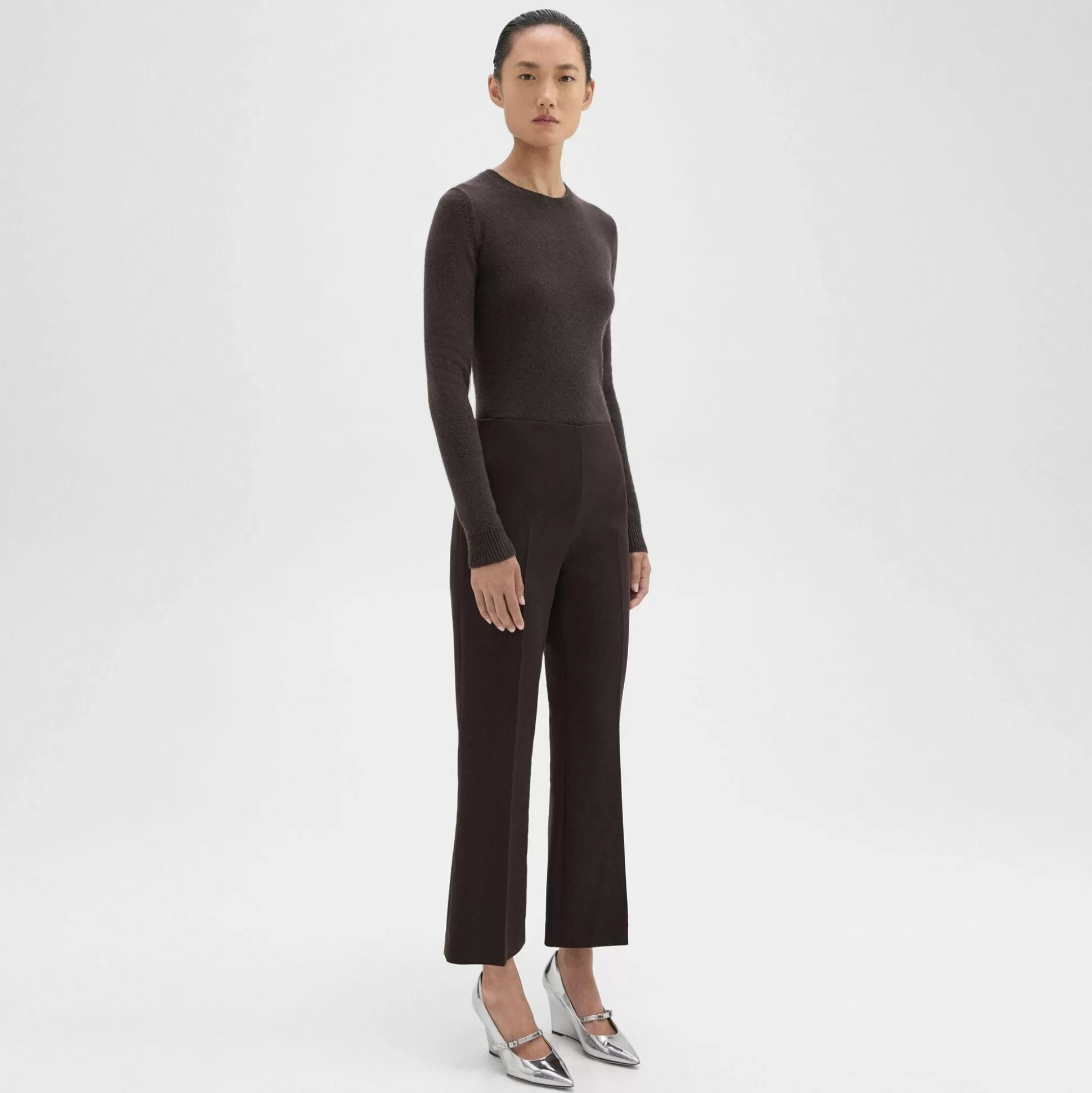 Theory Cropped Kick Pant In Double Weave-Women Suits | Pants